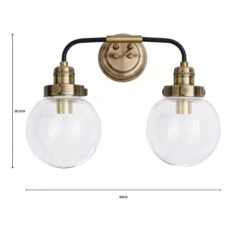 Dunelm Broden Bathroom 2 Light Wall Light Antique Brass -Home Lighting 1000182578 alt07