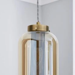 Dunelm Safi Mesh 1 Light Pendant Ceiling Fitting Antique Brass -Home Lighting 1000183034 alt02