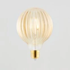 Status Bardot Ribbed Pumpkin Amber Glass Bulb -Home Lighting 1000183066 alt04
