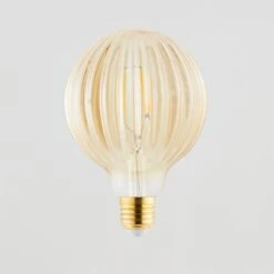 Status Bardot Ribbed Pumpkin Amber Glass Bulb -Home Lighting 1000183066 alt05