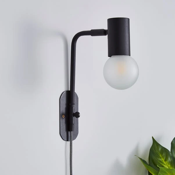 Dunelm Bradford EasyFit Plug In Wall Light Matt Black 2 Dunelm Bradford EasyFit Plug In Wall Light Matt Black - Image 2
