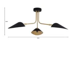 Dunelm Savona 3 Light Ceiling Fitting Black -Home Lighting 1000183099 alt07