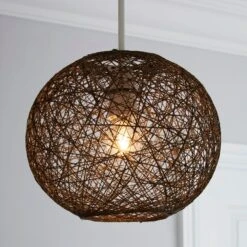 Dunelm Abaca Ball 24cm Grey Easy Fit Pendant