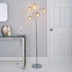 Dunelm Seychelles 5 Light Champagne Glass Floor Lamp