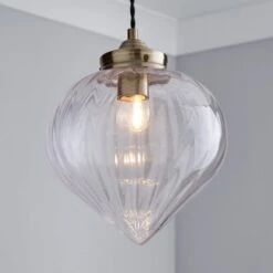 Dunelm Rio Voyager 1 Light Pendant Ribbed Glass Ceiling Fitting