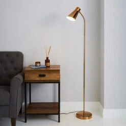 Dunelm Kurtis Gold Floor Lamp