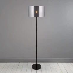 Dunelm Volos Shiny Black Floor Lamp