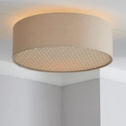Kirsty Shade Taupe Flush Ceiling Fitting