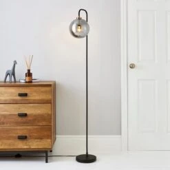 Dunelm Tanner Black And Glass Floor Lamp