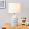 Dunelm Tenby Ceramic White And Blue Table Lamp