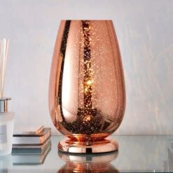 Dunelm Ivy Copper Glass Table Lamp