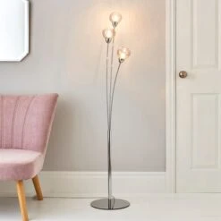 Dunelm Kelly 3 Arm Bubble Glass Floor Lamp