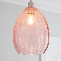 Dunelm Akola Pink Glass Easy Fit Pendant