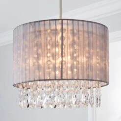 Dunelm Riah Jewel Shade Grey Easy Fit Pendant