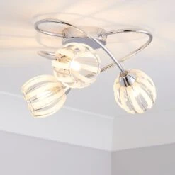 Dunelm Rosa 3 Light Chrome Semi-Flush Ceiling Fitting