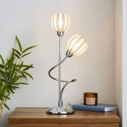 Dunelm Rosa 2 Arm Chrome Table Lamp