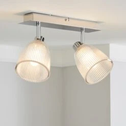 Dunelm Bremont 2 Light Ribbed Glass Bathroom Spotlight