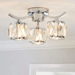 Dunelm Kleio 3 Light Glass Chrome Semi-Flush Ceiling Fitting