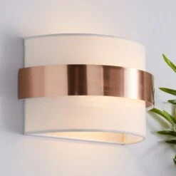 Dunelm Joey Ivory Shaded Copper Wall Light