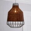 Dunelm Ohio Dark Rattan Easy Fit Pendant