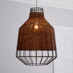 Dunelm Ohio Dark Rattan Easy Fit Pendant