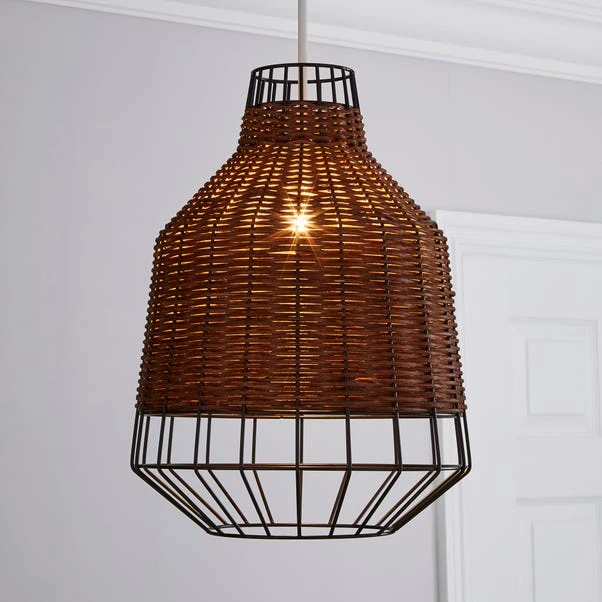 Dunelm Ohio Dark Rattan Easy Fit Pendant 1 Dunelm Ohio Dark Rattan Easy Fit Pendant