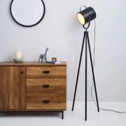 Dunelm Carlton Camera Matt Black Floor Lamp