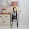 Dunelm Beaumont Wood Tripod Plant Black Floor Lamp