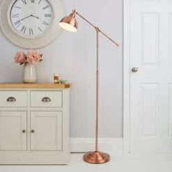 Dunelm Lever Arm Copper Floor Lamp