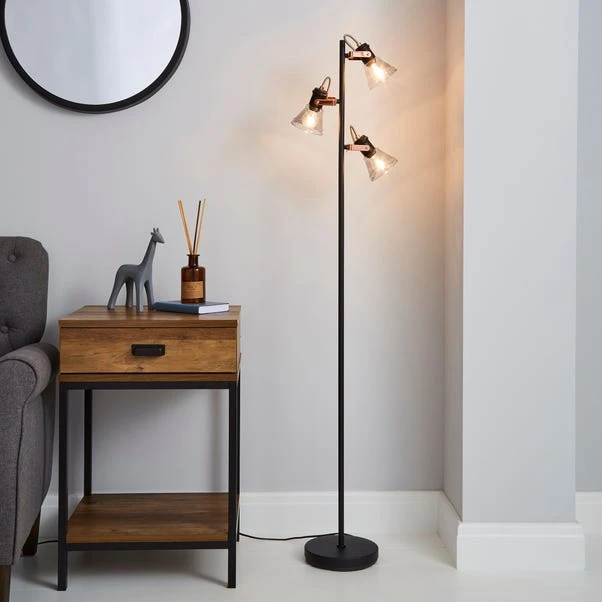 Dunelm Milas 3 Light Black Industrial Floor Lamp 1 Dunelm Milas 3 Light Black Industrial Floor Lamp