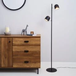 Elements Harme 2 Light Black Touch Dimmable Floor Lamp