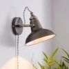 Dunelm Lucas Industrial Easy Fit Plug In Wall Light Pewter