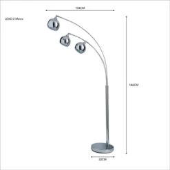 Dunelm Herm 3 Arm Arc Chrome Floor Lamp -Home Lighting 30674394 alt04