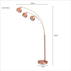 Dunelm Herm 3 Arm Arc Copper Floor Lamp -Home Lighting 30674395 alt04