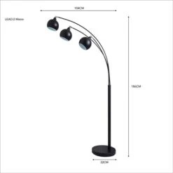 Dunelm Herm 3 Arm Arc Black Floor Lamp -Home Lighting 30674396 alt04