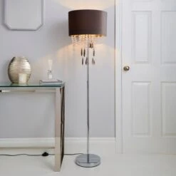 Dunelm Halle French Velvet Jewel Charcoal Floor Lamp