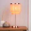 Dunelm Jaz Fringe Pink Table Lamp