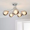Dunelm Mateo 5 Light Glass Chrome Semi-Flush Ceiling Fitting