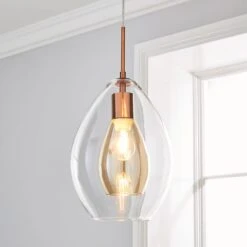 Dunelm Eden Pendant Ceiling Fitting Copper