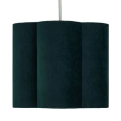 Dunelm Vivian 25cm Scallop Velvet Green Lamp Shade -Home Lighting 30690172 alt04