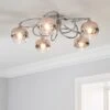 Dunelm Seychelles Blush Pink 5 Light Flush Ceiling Fitting