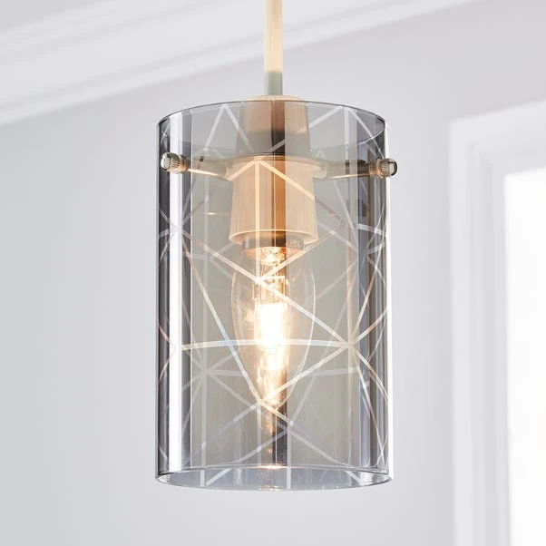 Dunelm Grayson Smoked Glass Easy Fit Pendant 1 Dunelm Grayson Smoked Glass Easy Fit Pendant