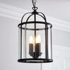 Dunelm Hurricane Matt Black 3 Light Pendant Ceiling Fitting