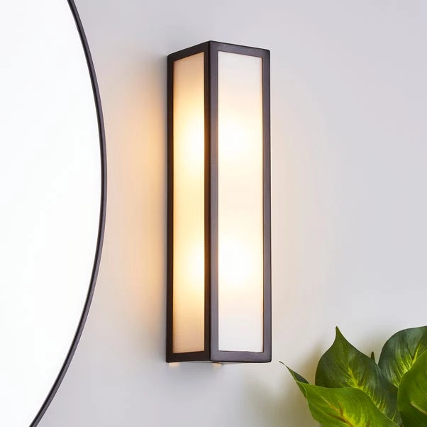 Dunelm Fletcher Boxed Bathroom Wall Light Black 1 Dunelm Fletcher Boxed Bathroom Wall Light Black