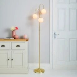 Dunelm Gigi 3 Light Gold Floor Lamp