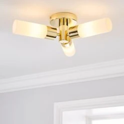 Dunelm Porto Bathroom 3 Light Ceiling Fitting Brass