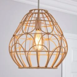 Dunelm Decorative Cane Easy Fit Pendant Natural