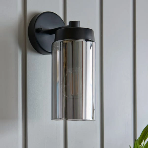 Dunelm Ellison Matt Black Smoked Glass Outdoor Wall Light 2 Dunelm Ellison Matt Black Smoked Glass Outdoor Wall Light - Image 2