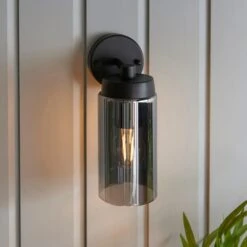 Dunelm Ellison Matt Black Smoked Glass Outdoor Wall Light 8 Dunelm Ellison Matt Black Smoked Glass Outdoor Wall Light -Home Lighting 30730430 alt02