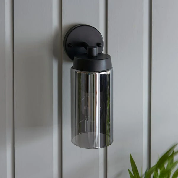 Dunelm Ellison Matt Black Smoked Glass Outdoor Wall Light 4 Dunelm Ellison Matt Black Smoked Glass Outdoor Wall Light - Image 4